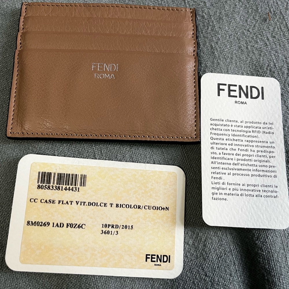 FENDI bicolor flat card holder